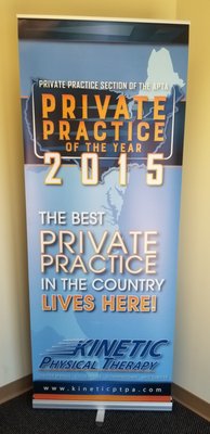 In 2015, Kinetic was honored with our industry's version of the Oscar! Private Practice Of The Year.