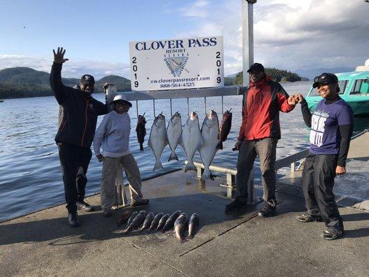 Halibut, pacific cod, grey rockfish