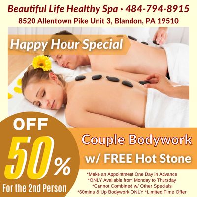 Happy Hour Special! 50% OFF for the 2nd Person