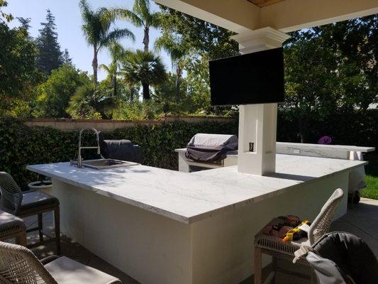 BBQ countertops  in quartsite natural slab materials located in Agoura Hills