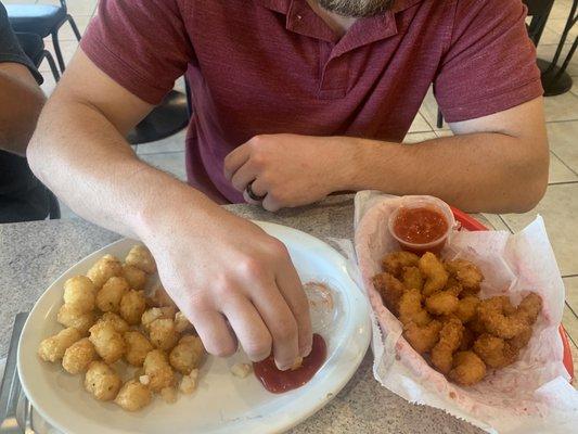 Shrimp basket with tots $7.95 plus tax