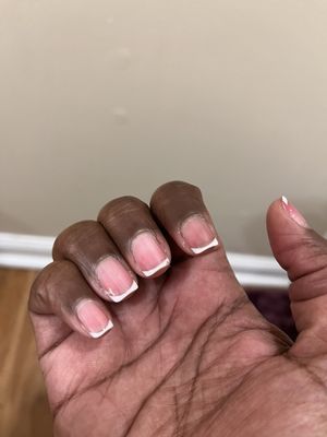 French gel manicure on natural nails less than two weeks old.