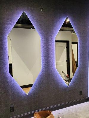 Custom shaped Mirrors w/lights