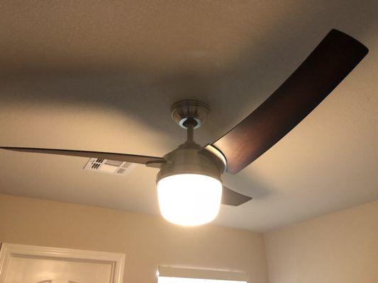 Hunter fan installed by Arts Electric.