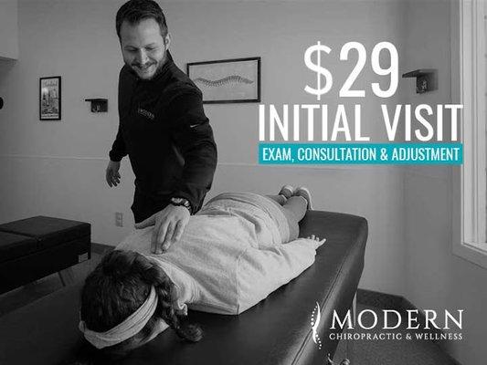 $29 Initial Visit - Chiropractic Exam, Consultation and Adjustment