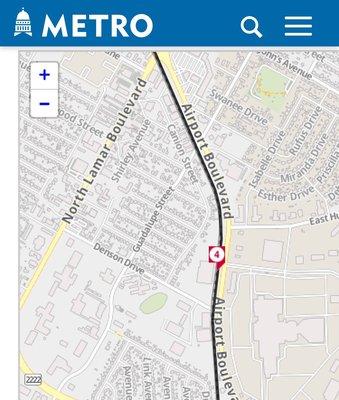 Location of the station, the 4th northbound stop on the MetroRail Red Line 550 (currently the only lightrail line in Austin)