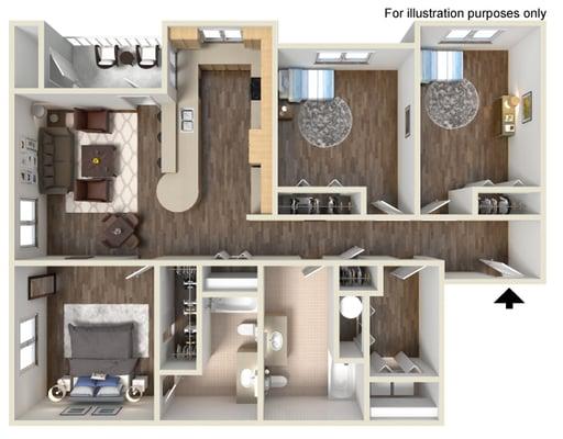 This is our 3 bedroom floor plan that will be ready mid-April in building 2.