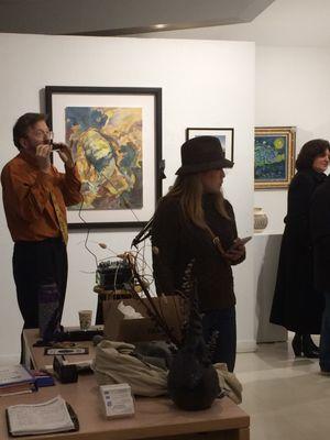 FAF Member Show opening night, 3/2/18.  My painting is just to the right of the musician. :)