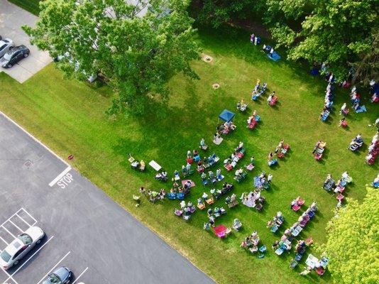 Our Sunday service on the lawn starts at 10 am each week.