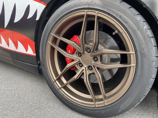 Bronze rims with red calipers