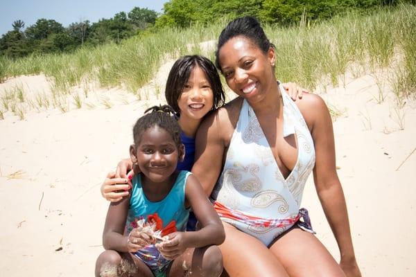 Tiffany, Qiqi, and Lourdie enjoying the beach