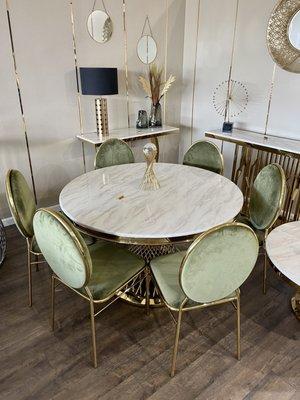 Real Marble Gold Breakfast Table