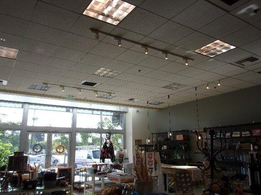 Here we performed repairs and installed LED track spot lighting for a commercial retail art store.