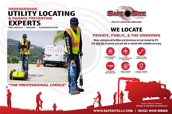 Private & Public Utility locating Services throughout Arizona, Nevada & Southern California.