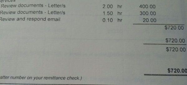 Cropped copy of bill to exclude personal info