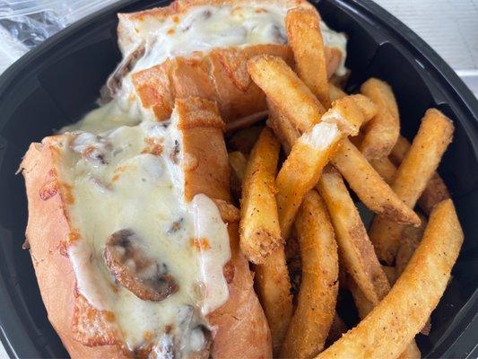 Cheesesteak and fries