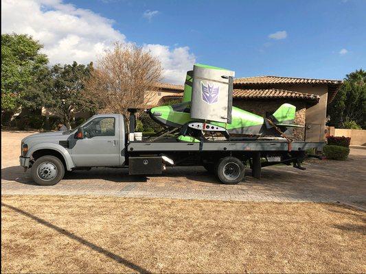 We recently hauled a small aircraft for a gentleman in Scottsdale. He needed it moved from his home to Scottsdale Airpark.