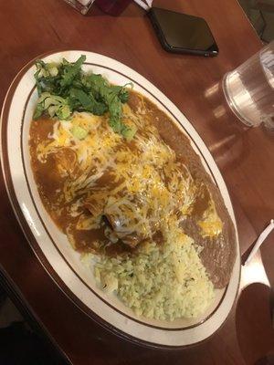 Enchiladas Mexicanos! One chicken, one cheese, one beef! All so good!