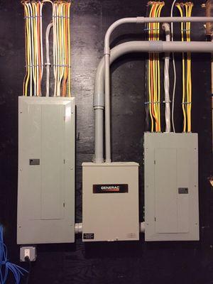 Breaker panels and automatic generator transfer switch.