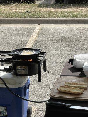 Redfish frying at Crescent City Flavor