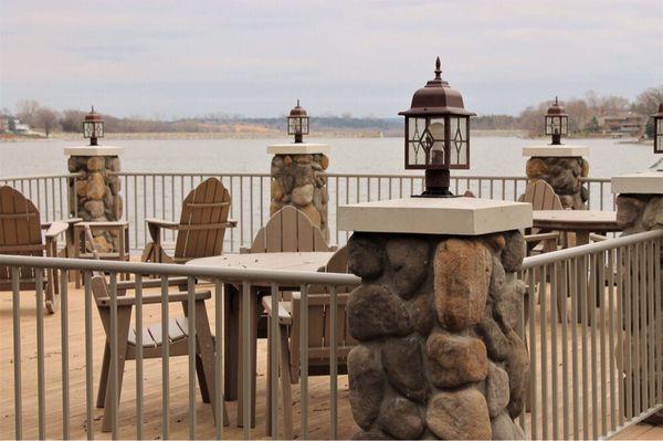 Stone column deck built on the lake in Plattsmouth, NE