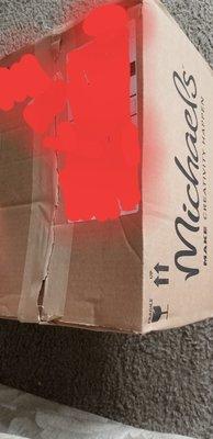 Item purchased from the website. Marked fragile, yet box arrived dented and with tape ripped along the top.