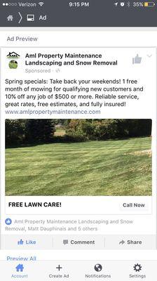 Great spring specials for AML Property Maintenance LLC