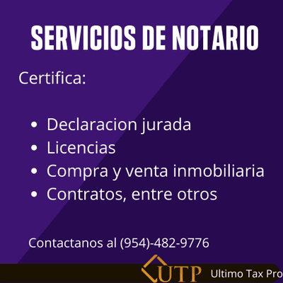 Notary services 
 Spanish, English and Creole.