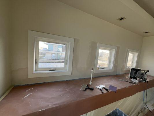 window repair with plaster