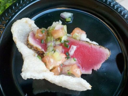 Seared tuna from Tao Restaurant's booth.