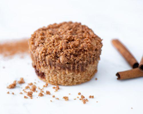 Organic vegan Cinnamon Streusel Coffee Cake. Available in-store, by mail order and on UberEats, GrubHub, Postmates and DoorDash.