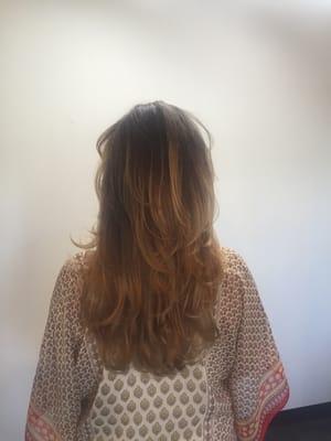 Balayage, and long layers.