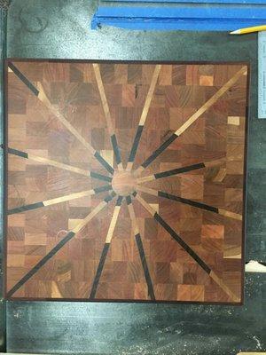 Double Fibonacci spiral end grain butcher block cutting board (LOCAL cherry, rock maple, & walnut)