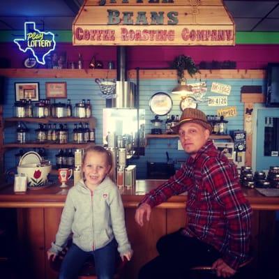 My husband and daughter sitting at the bar waiting for their drinks :)