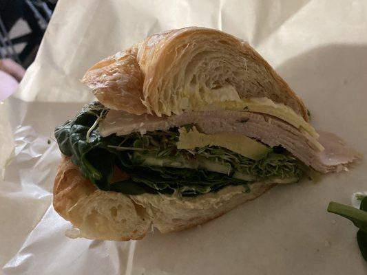 22. Smoked Turkey with Pepper Jack, Spinach, Sprouts, Avocado, Cucumbers, Pickles, Mayonnaise, Mustard and Hummus.