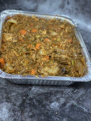 Haitian Legume (Vegetable Stew: Cabbage, Eggplant, Onions, Carrots, Bell Peppers, Scallions, Thyme). Made Without Meat For Vegans