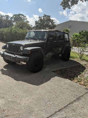 Picking up new tires and wheels.