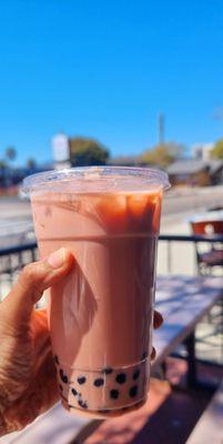 Strawberry Boba blended drink on a hot day is sooooo refreshing