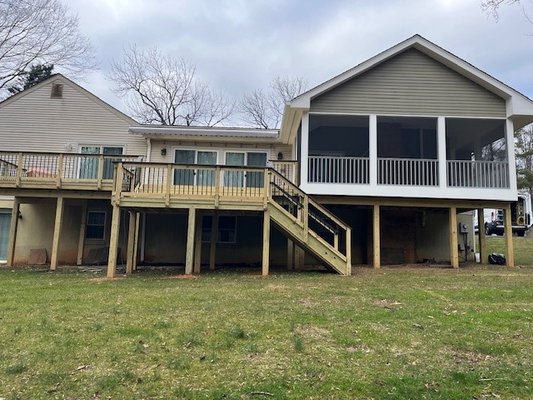 Large deck addition with screen porch