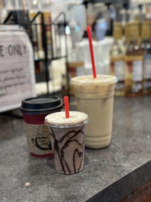 Hot chocolate, frozen chocolate. And a Hawaiian Salted Caramel Coconut Latte