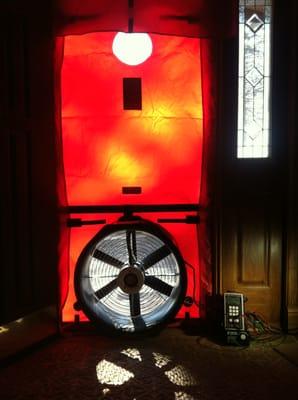 This is the Blower Door. It shows us where outside air is coming in and where "conditioned" air is escaping.