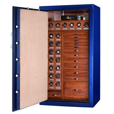 Gemstone Ruby XL40 in Cobalt Blue with 20 watch winder, chrome hardware, Bubinga wood and Camel microsuede lining