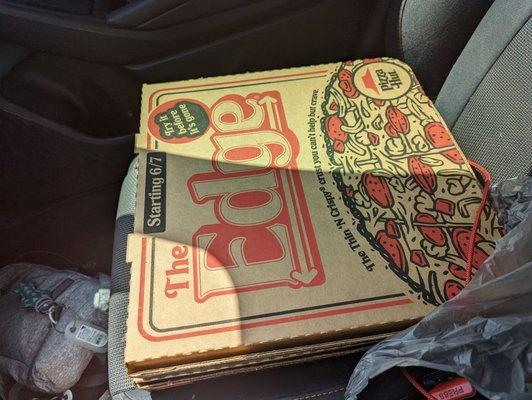 Two large pizzas