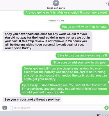 After posting my review this is the text exchange to show how Mesa deals with customer issues.