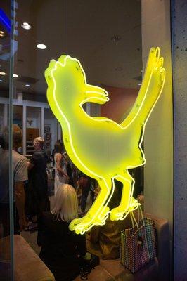 Rancho Relaxo's signature neon bird.