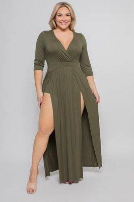 Surplice high slit maxi dress