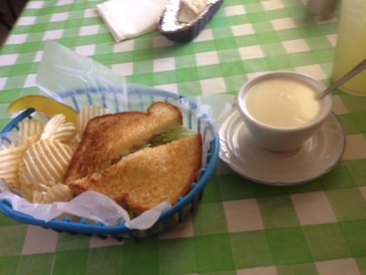 The roast beef and Swiss sand which was delicious! The potato soup was also pretty good especially when fighting a soar throat!