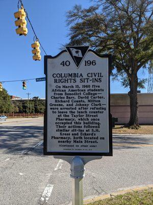 Columbia Civil Rights Sit-Ins Historical Marker