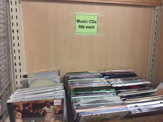 Every Section is clearly labeled.."Music CDs $.50 each"