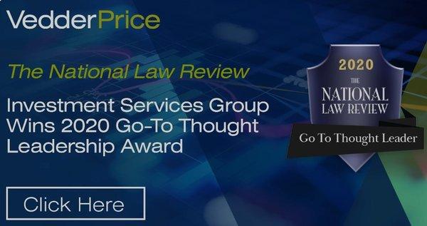 Vedder Price Law Firm Announcement of National Law Review Thought Leadership Award